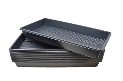 Living Whole Foods 20 Pack of Durable Black Plastic Growing Trays (Without Drain Holes) 21" X 11" X 2" | Reusable Seedling & Microgreen Trays thumbnail 1