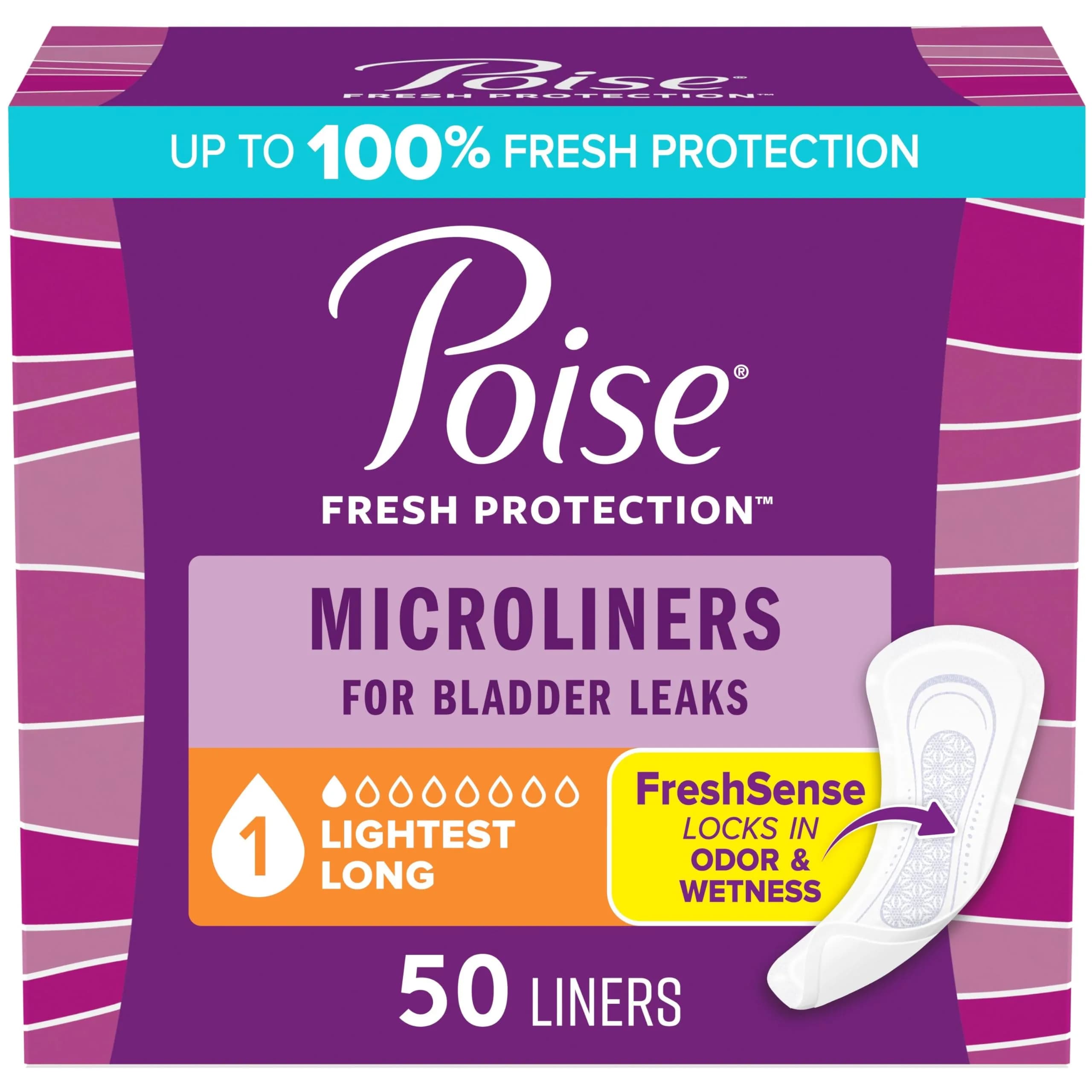 Poise Daily Microliners Incontinence Panty Liners 50 Count | 10x Drier Than Leading Feminine Care Liner - main product image