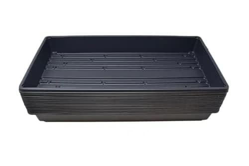 Living Whole Foods 100 Pack of Durable Black Plastic Growing Trays (Without Drain Holes) 21" x 11" x 2" for Seedlings & Microgreens thumbnail 1