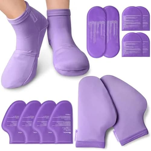RelaxCoo Cold Therapy Socks & Hand Ice Pack Gloves, Purple, Large | For Neuropathy, Arthritis, Plantar Fasciitis Pain Relief thumbnail 1