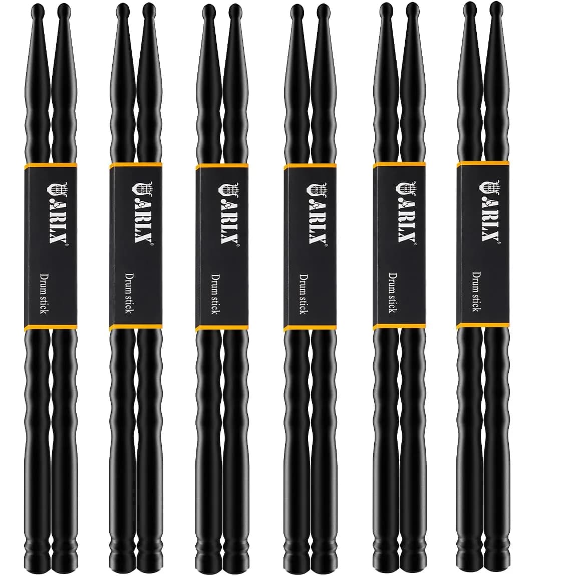 ARLX 5A Carbon Fiber Drumsticks 3 Pair Black | Durable & Balanced for All Styles — black