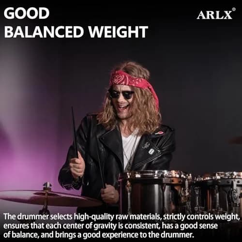ARLX 5A Carbon Fiber Drum Sticks 6 Pair Pack | Durable & Unique Wave Grip thumbnail 6