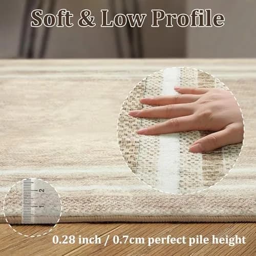 OJIA Modern Bohemian Border Area Rug 0.71m x 0.91m (2'x3') | Non-Slip, Washable, Low Pile for Entryway & Kitchen thumbnail 4