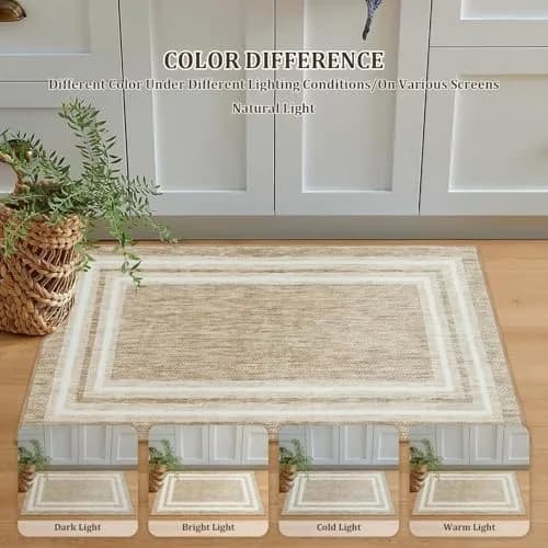 OJIA Modern Bohemian Border Area Rug 0.71m x 0.91m (2'x3') | Non-Slip, Washable, Low Pile for Entryway & Kitchen thumbnail 6