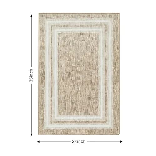 OJIA Modern Bohemian Border Area Rug 0.71m x 0.91m (2'x3') | Non-Slip, Washable, Low Pile for Entryway & Kitchen thumbnail 2