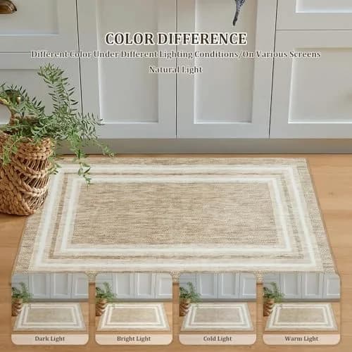 OJIA Modern Bordered Washable Rug 90cm (3') x 152cm (5') | Non-Slip Indoor Entryway Rug thumbnail 6