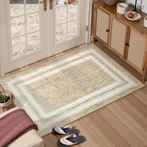OJIA Modern Bordered Washable Rug 90cm (3') x 152cm (5') | Non-Slip Indoor Entryway Rug thumbnail 9