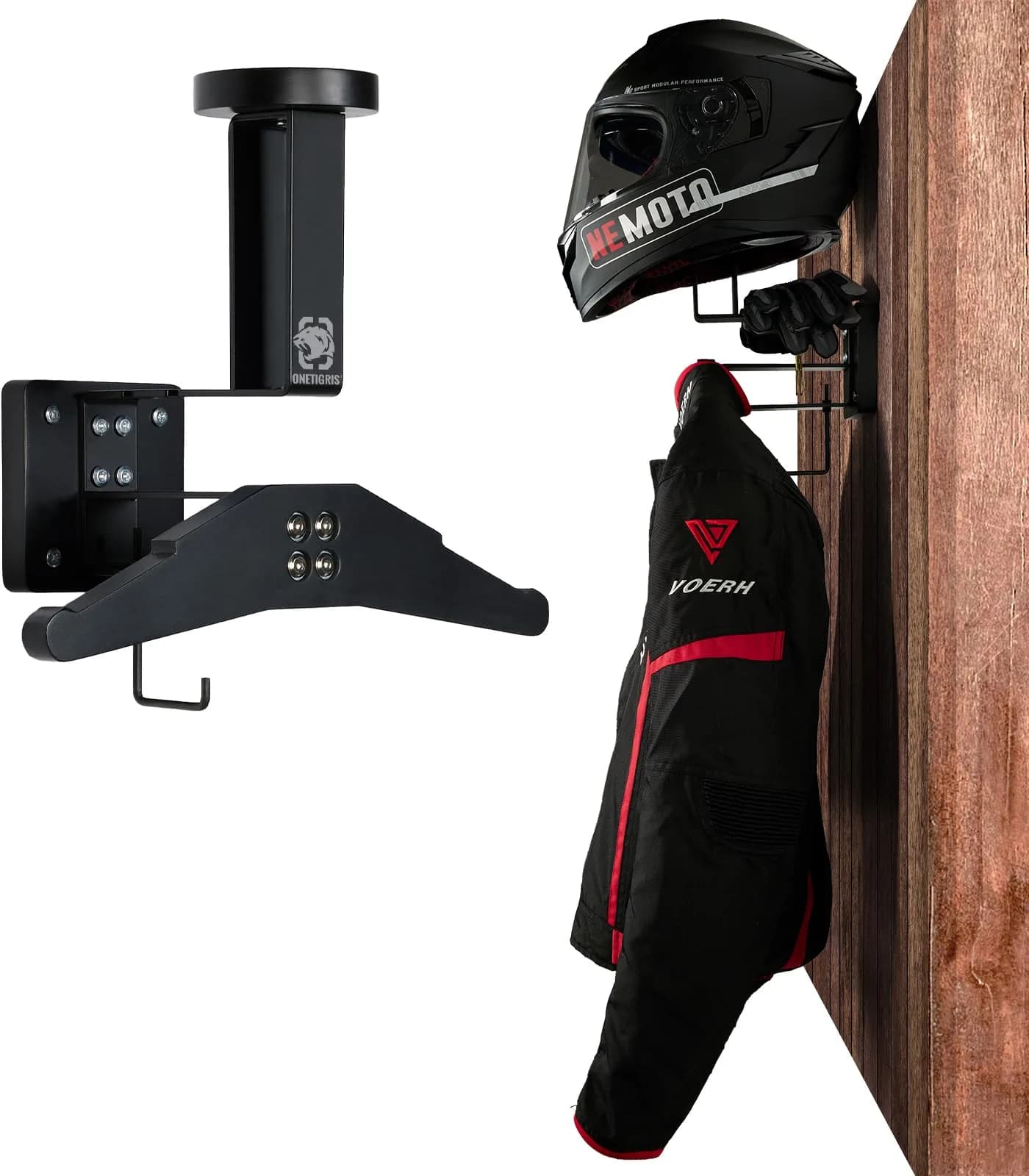 ONETIGRIS Motorcycle Helmet Holder Wall Mount | Heavy-Duty Gear Organizer for Police, Cycling & Sports Equipment - main product image