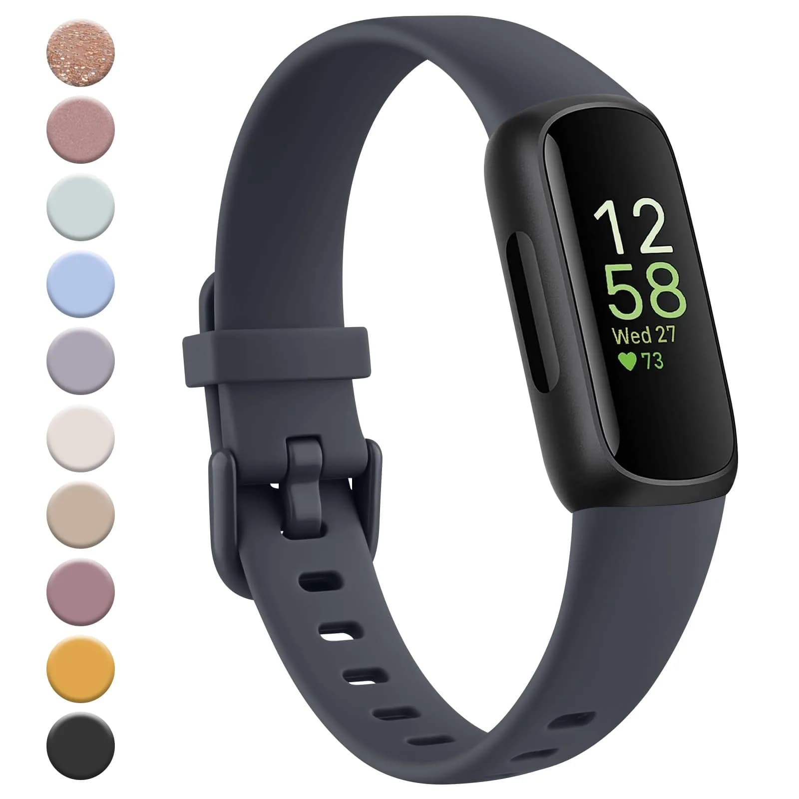 Meliya Fitbit Inspire 3 Wristband Midnight | Soft Silicone Sport Strap (130-205mm) - main product image