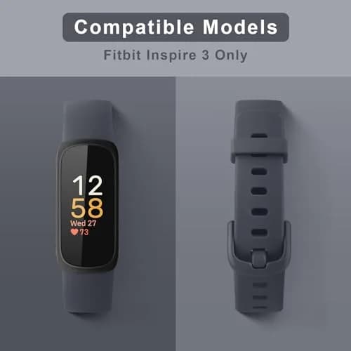 Meliya Fitbit Inspire 3 Wristband Midnight | Soft Silicone Sport Strap (130-205mm) thumbnail 2