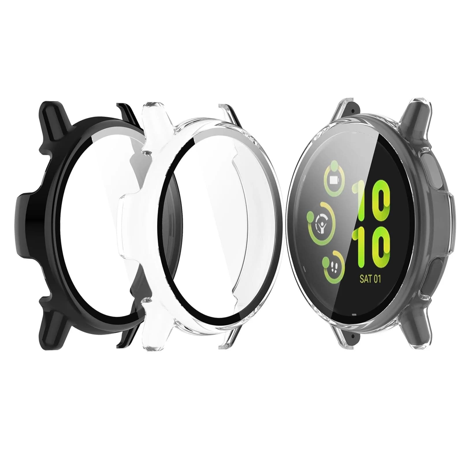 RuenTech Garmin Vivoactive 5 Screen Protector & Case Cover | HD Tempered Glass & Full Cover (1 Pack, Black&Clear) - main product image