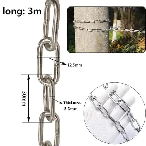 4every SUS304 Stainless Steel Chain 3m (0.1 inches / 2.5mm) | Light Duty Utility Chain for Home & Outdoor Use thumbnail 3