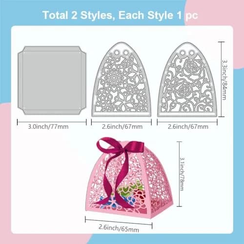 GLOBLELAND Flower Candy Box Cutting Dies Set | 8.4cm x 6.7cm & 7.7cm x 7.7cm thumbnail 6