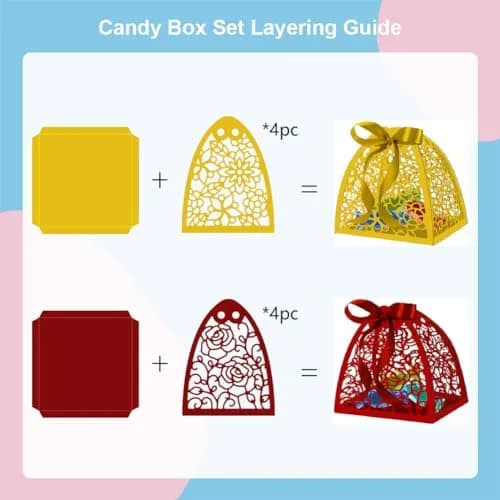 GLOBLELAND Flower Candy Box Cutting Dies Set | 8.4cm x 6.7cm & 7.7cm x 7.7cm thumbnail 2