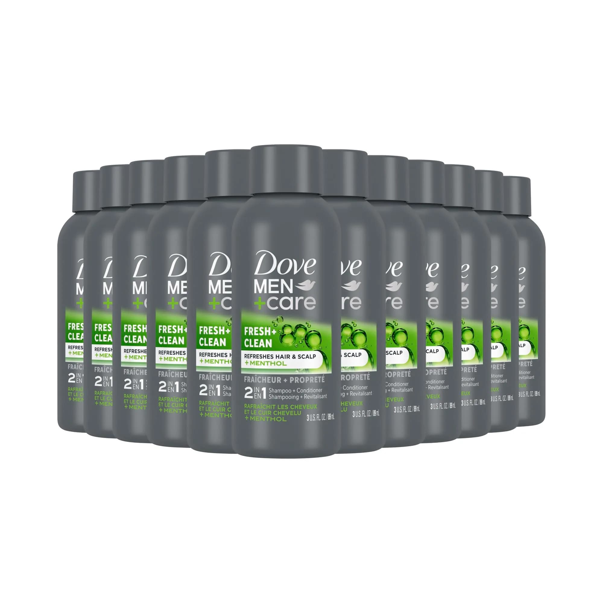 Dove Men+Care Fortifying 2 in 1 Shampoo & Conditioner 3 oz | Strengthens Thinning Hair for Active Men — White
