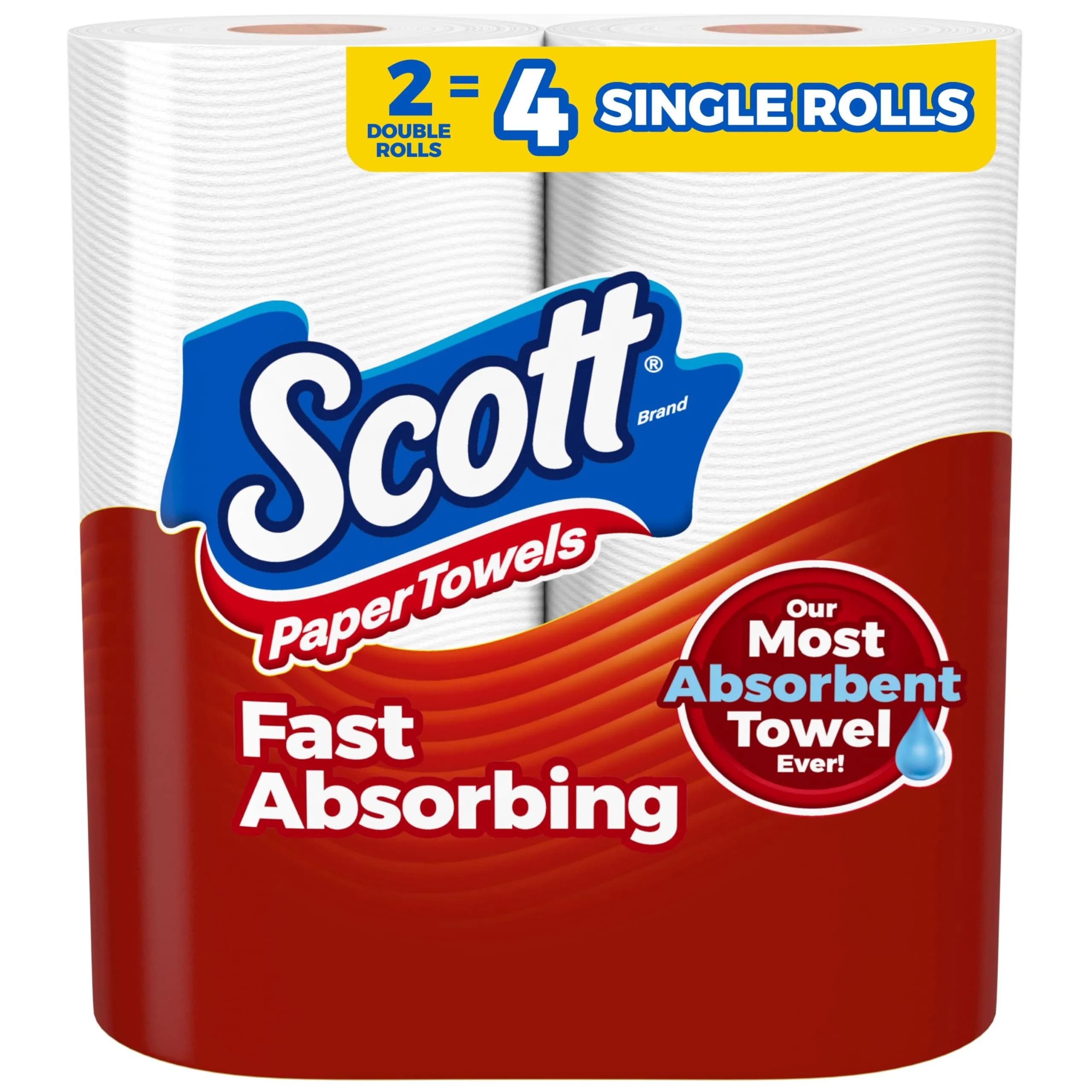 Scott Paper Towels Choose-A-Sheet 2 Double Rolls (200 Sheets) | 1-Ply, Absorbency Ridges - main product image