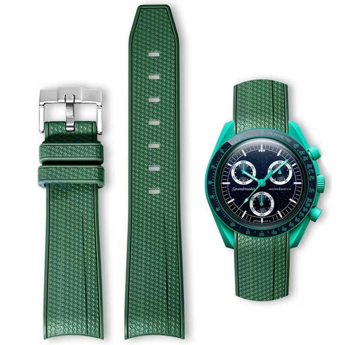 HEYOZURY Dark Green 20mm Silicone Watch Band for Omega x Swatch MoonSwatch | Classic Style