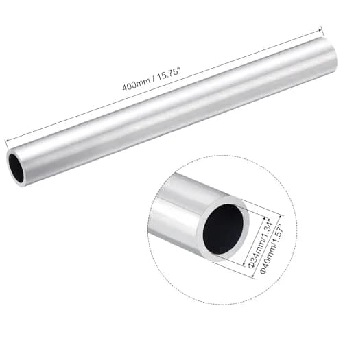 uxcell Aluminum Round Tube 40mm OD 34mm ID 400mm Length | Corrosion-Resistant Structural Pipe thumbnail 2