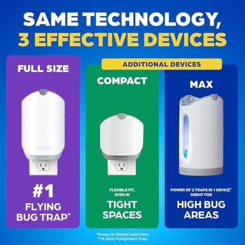 ZEVO Flying Insect Trap with 3 Refills | Catches Fruit Flies, Gnats, House Flies 24/7 Indoors thumbnail 9