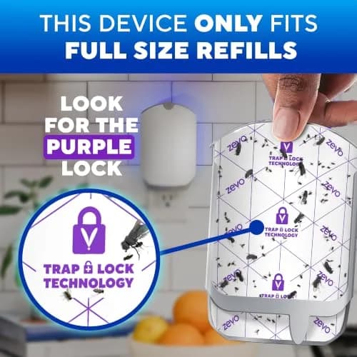 ZEVO Flying Insect Trap with 3 Refills | Catches Fruit Flies, Gnats, House Flies 24/7 Indoors thumbnail 4