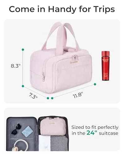 BAGSMART Puffy Travel Toiletry Bag Large 29.97cm x 18.54cm x 22.12cm | Wide-Open Cosmetic Organizer for Women thumbnail 6