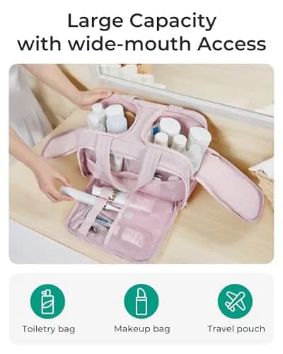 BAGSMART Puffy Travel Toiletry Bag Large 29.97cm x 18.54cm x 22.12cm | Wide-Open Cosmetic Organizer for Women thumbnail 3