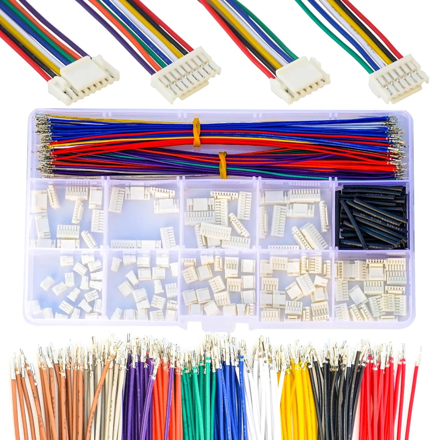 Kidisoii JST Connector Kit 1.25mm Pitch GH 2-10 Pin Housing | Premium 28AWG Cables for DIY Electronics - main product image