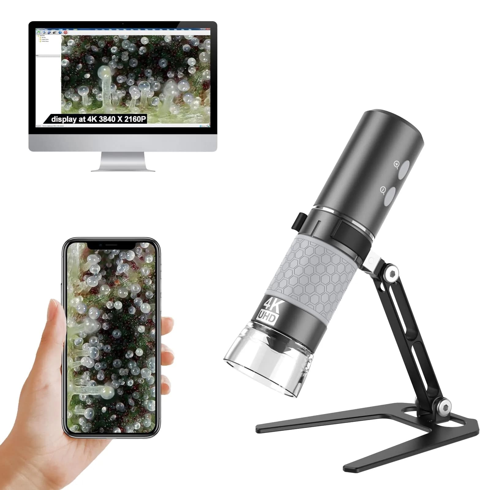 Ninyoon 4K WiFi Microscope with Upgraded Stand, 50-1000X USB Digital Microscope for iPhone, Android, PC | HD Endoscope Camera with Wide Angle & Long Focal Length - main product image