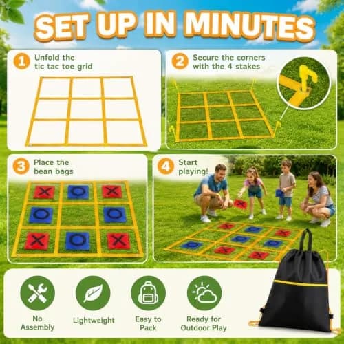 Gocasmus 4ft x 4ft Outdoor Giant Tic Tac Toe Game | Portable Lawn Family & Kids Fun thumbnail 4