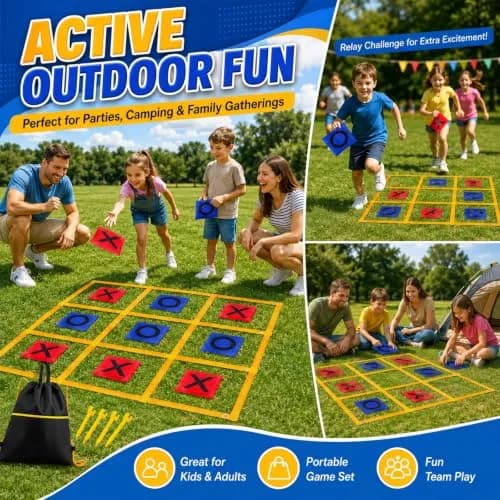 Gocasmus 4ft x 4ft Outdoor Giant Tic Tac Toe Game | Portable Lawn Family & Kids Fun thumbnail 5
