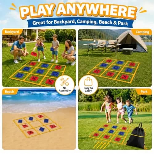 Gocasmus 4ft x 4ft Outdoor Giant Tic Tac Toe Game | Portable Lawn Family & Kids Fun thumbnail 6