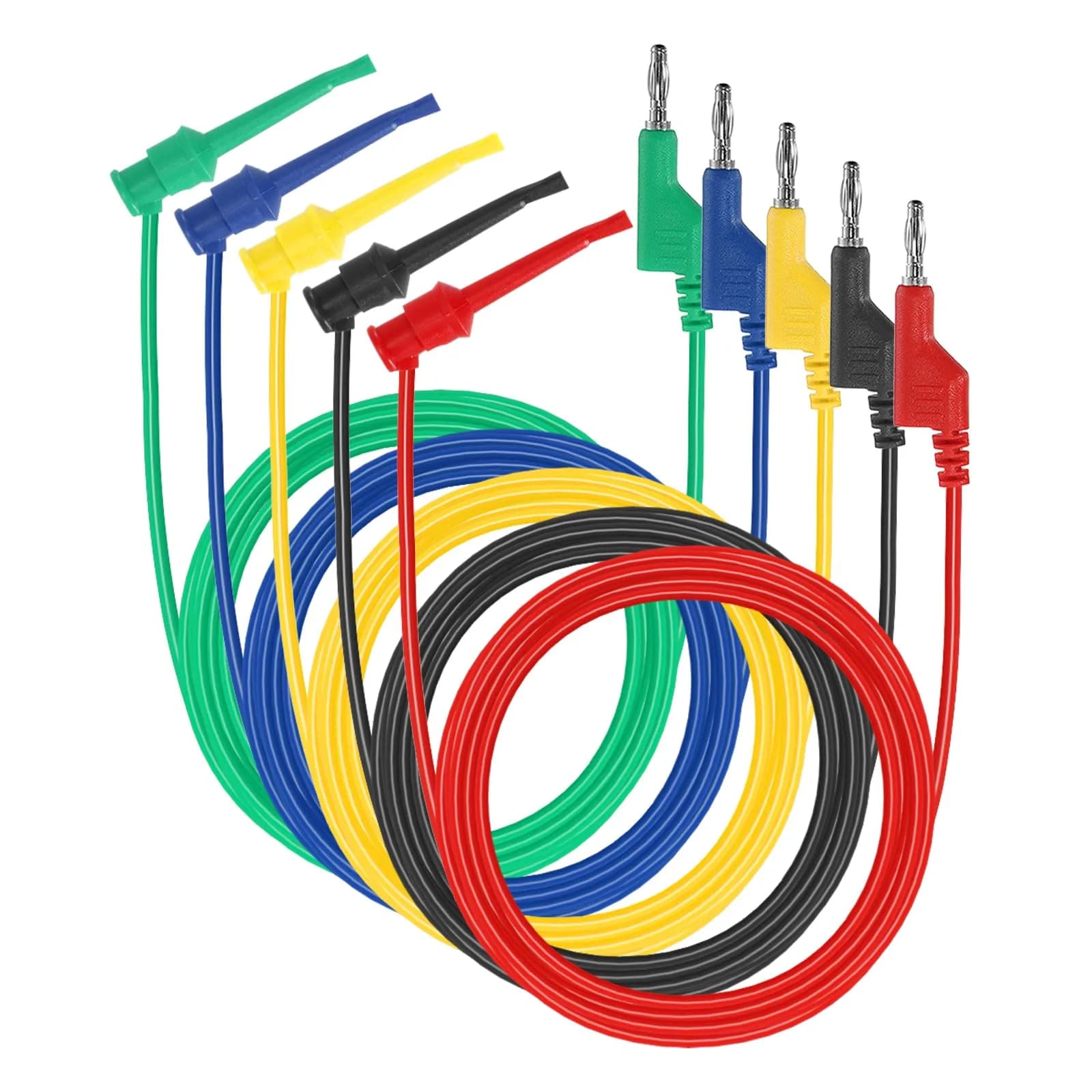 Sumnacon 39 Inch Multimeter Test Lead Set - 5 Pcs Stackable Banana Plug to Test Hook Wire Cable Kit with Protective, Flexible Wire Leads for Electrical Testing 500V/5A — 6.6 ft