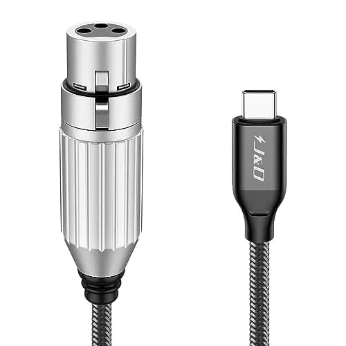 J&D USB C to XLR Microphone Cable 1m (3.3 Feet) | Braided Balanced Audio Cord for Dynamic Mics thumbnail 1
