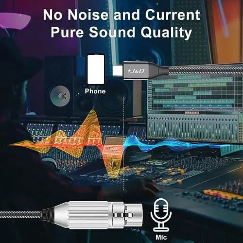 J&D USB C to XLR Microphone Cable 1m (3.3 Feet) | Braided Balanced Audio Cord for Dynamic Mics thumbnail 5