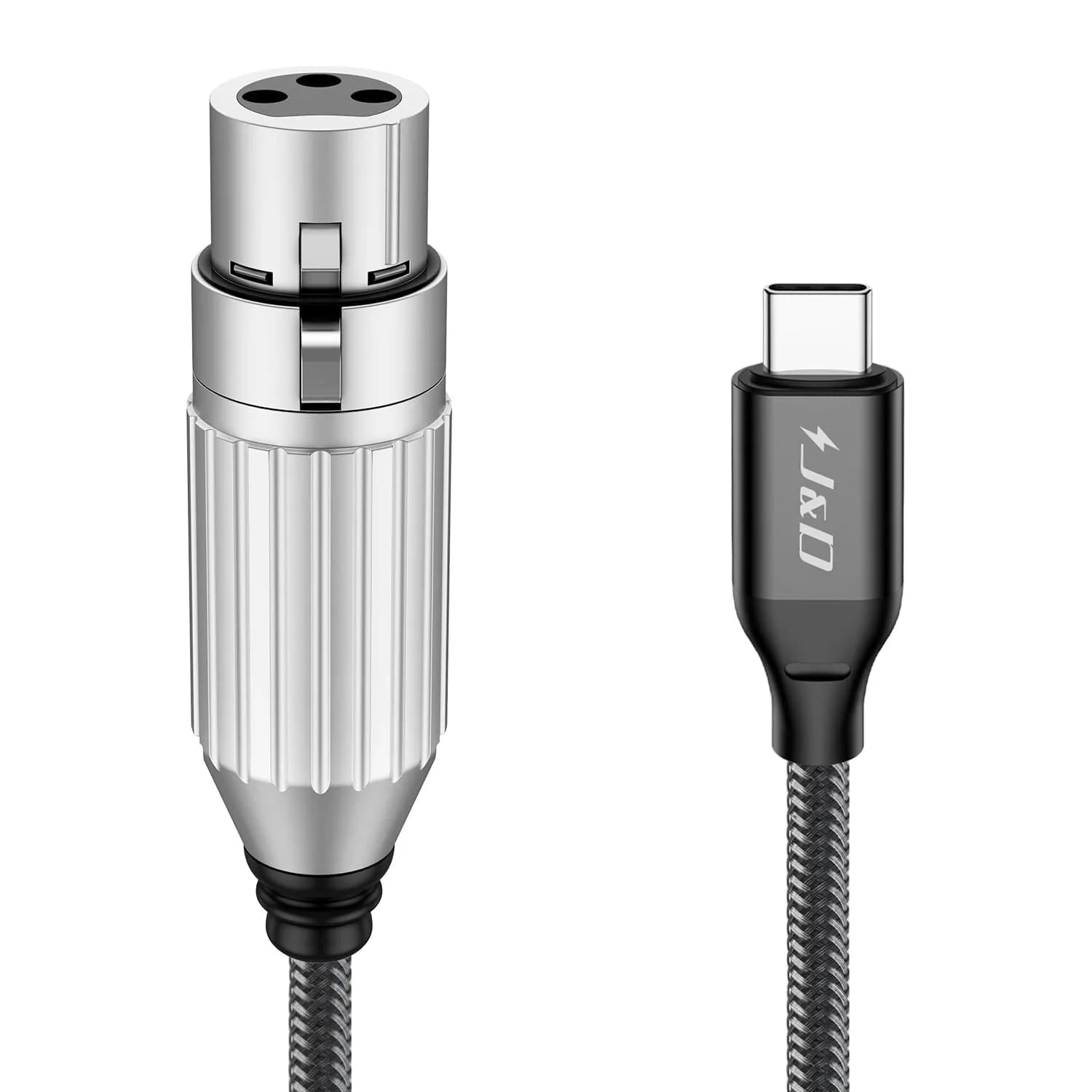 J&D USB C to XLR Microphone Audio Cable 2m (6.6 Feet) | Balanced Audio Cable for Recording — 9.8 Feet