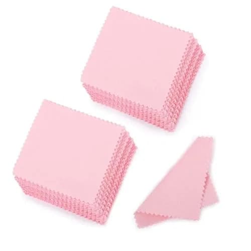 SEVENWELL 100pcs Pink Jewelry Cleaning Cloths 8cm x 8cm | Individually Wrapped Silver Polishing Towels thumbnail 1