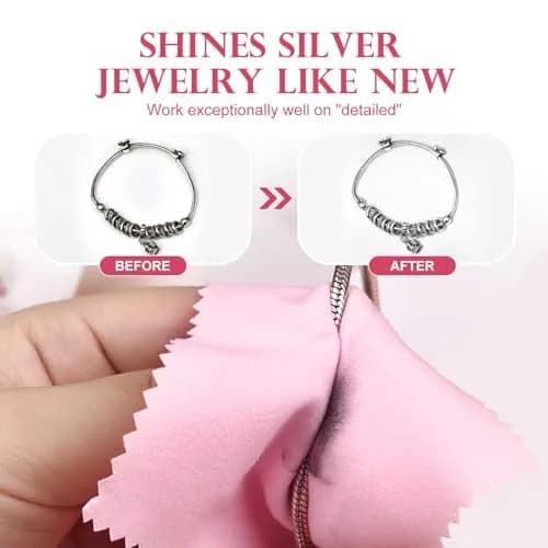 SEVENWELL 100pcs Pink Jewelry Cleaning Cloths 8cm x 8cm | Individually Wrapped Silver Polishing Towels thumbnail 3