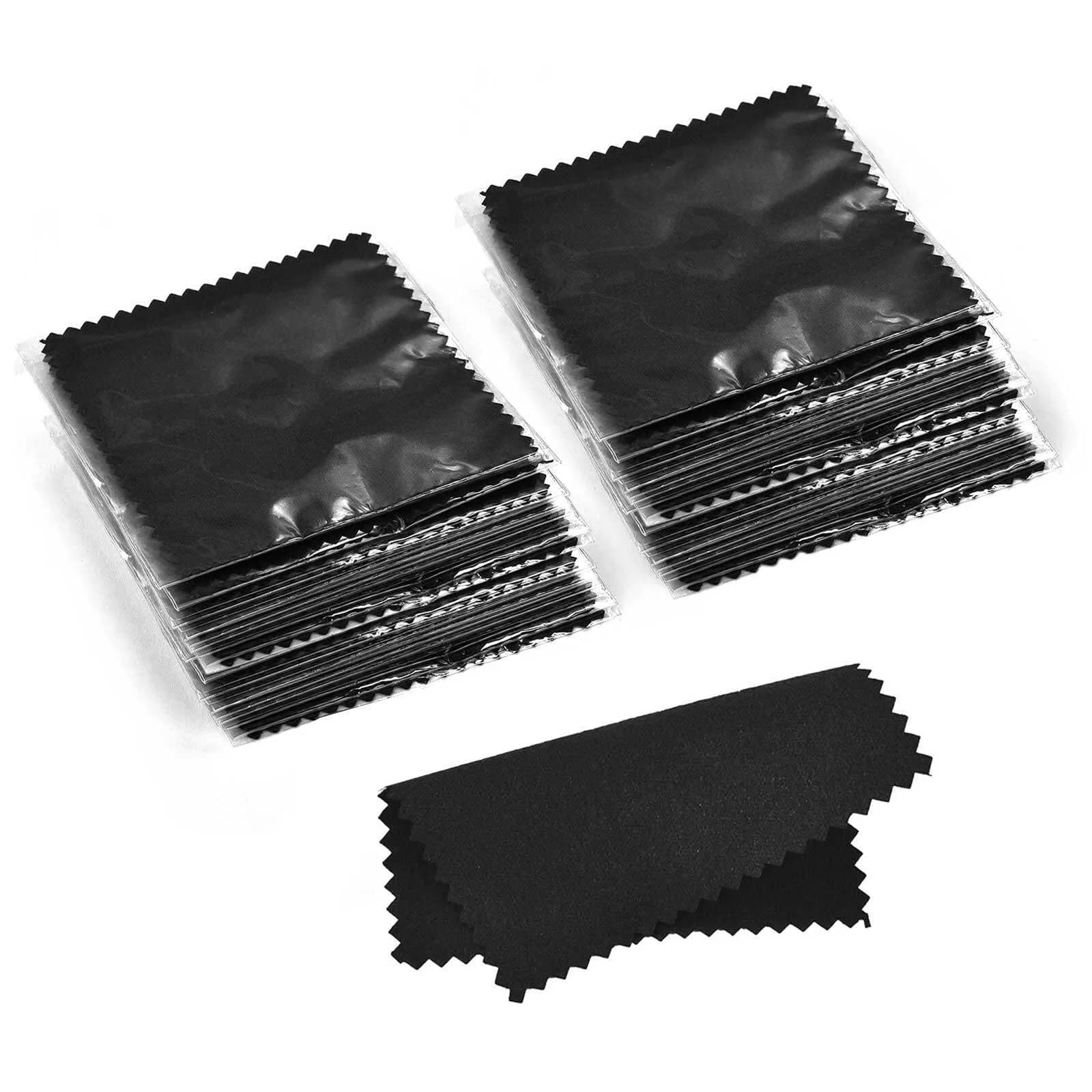 SEVENWELL 100pcs Black Jewelry Cleaning Cloths 8cm x 8cm | Polishes Silver, Gold, Platinum