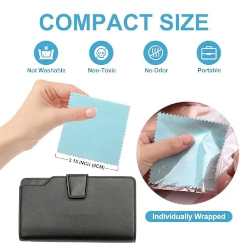 SEVENWELL 100pcs Jewelry Cleaning Cloth 8cm x 8cm | Polishes Sterling Silver, Gold, Platinum thumbnail 2
