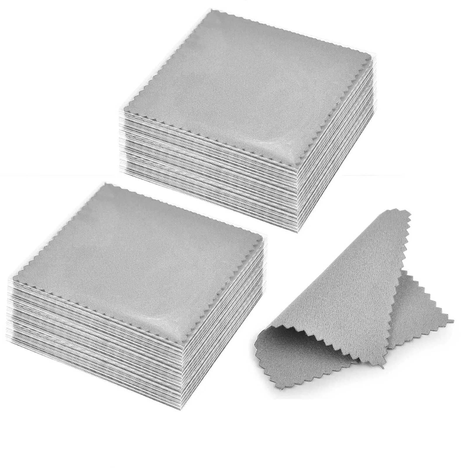 SEVENWELL 100pcs Gray Jewelry Cleaning Cloths 8cm x 8cm | Polishes Sterling Silver, Gold, Platinum