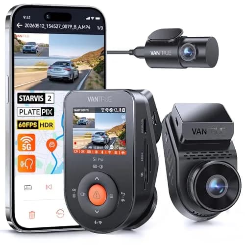 VANTRUE S1 Pro 2-Channel Dash Cam 1440P + 1080P | STARVIS 2 Night Vision, GPS, WiFi, AI Safety thumbnail 1