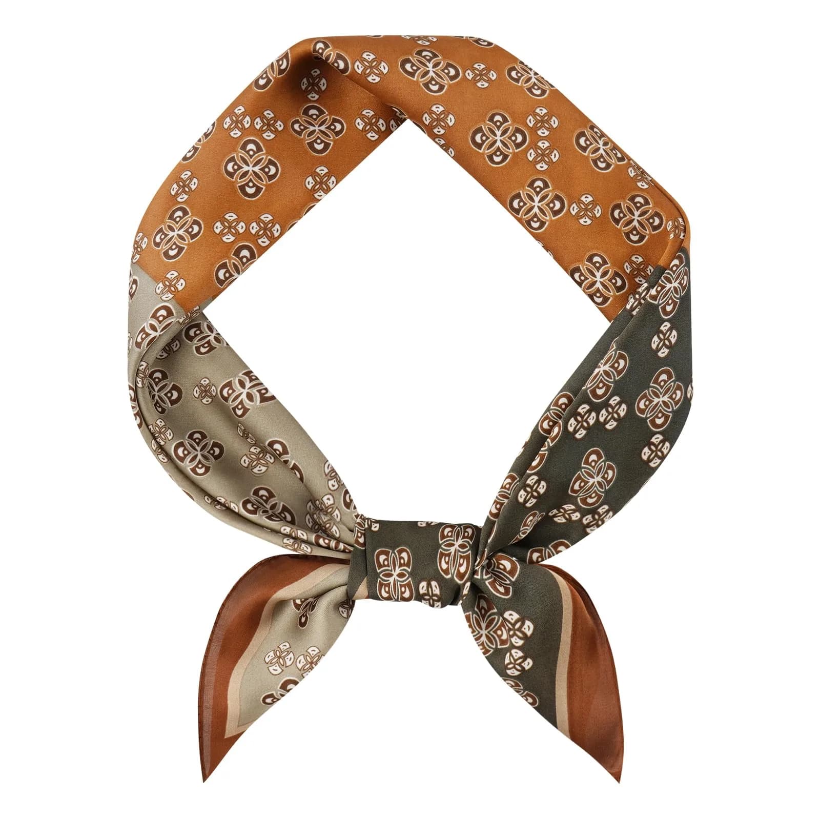 GERINLY Men's Parisian Style Ascot Scarf 68cm (27 Inch) Paisley | Classic Polyester Silk-Feel — R-coffeebrown