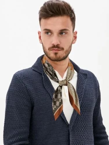 GERINLY Men's Parisian Style Ascot Scarf 68cm (27 Inch) Paisley | Classic Polyester Silk-Feel thumbnail 4