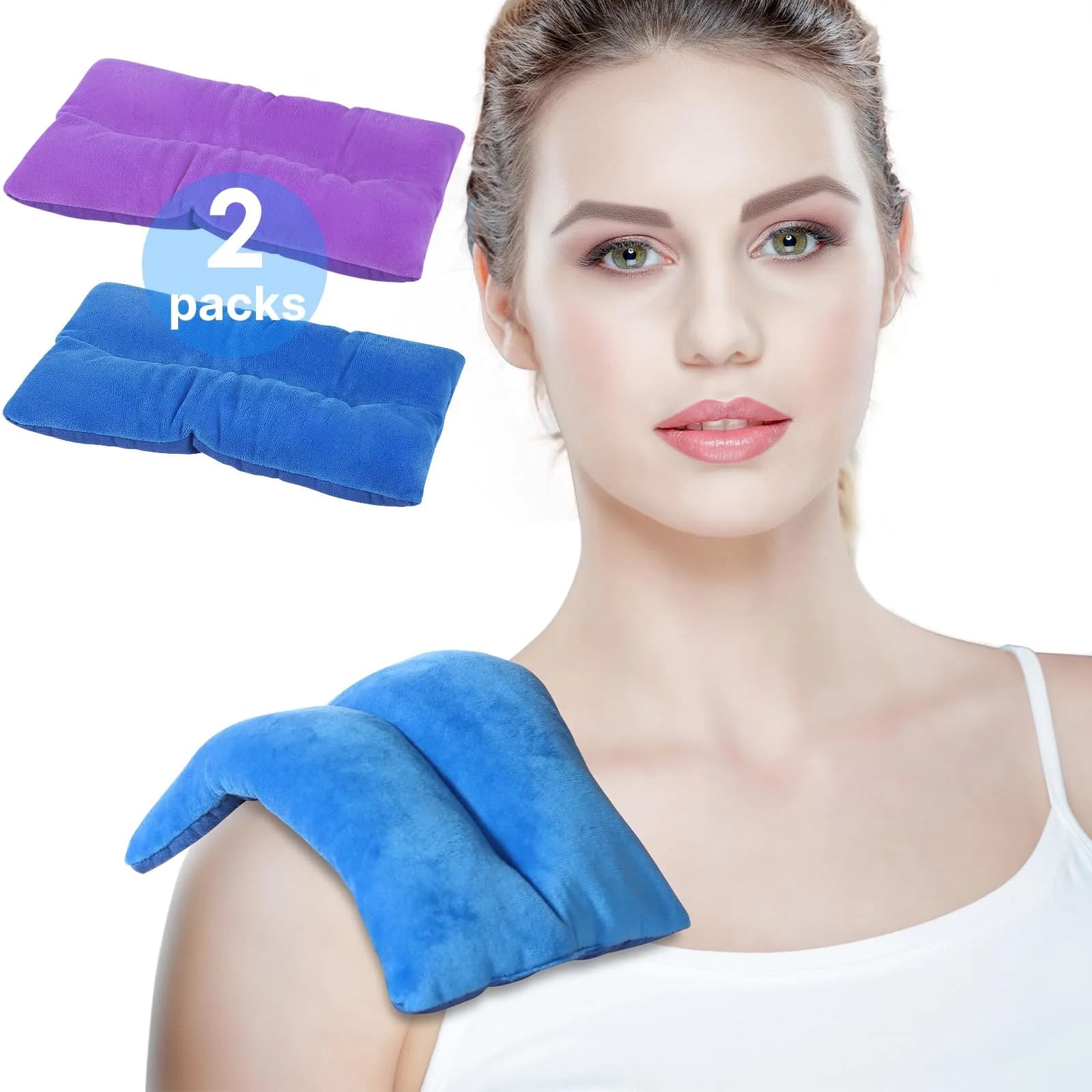 Atsuwell Microwave Heating Pad for Neck Shoulder Pain Relief, 2 Packs | Moist Heat Therapy for Stress & Cramps