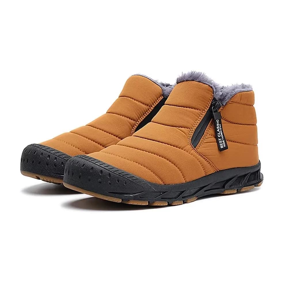 Jakcuz Men’s Winter Ankle Snow Boots, Brown, Size 10.5 | Warm, Non-Slip & Stylish for Cold Weather - main product image