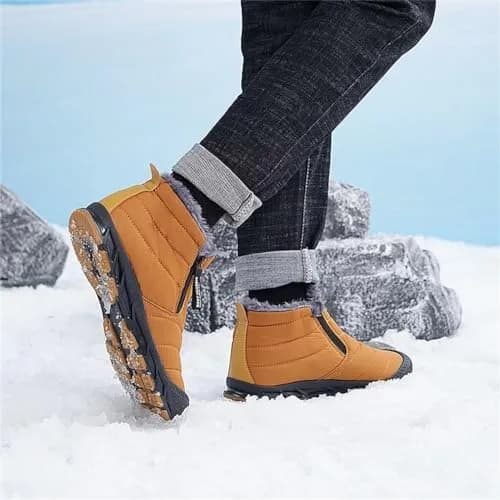Jakcuz Men’s Winter Ankle Snow Boots, Brown, Size 10.5 | Warm, Non-Slip & Stylish for Cold Weather thumbnail 6