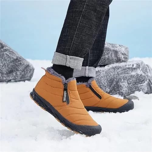 Jakcuz Men’s Winter Ankle Snow Boots, Brown, Size 10.5 | Warm, Non-Slip & Stylish for Cold Weather thumbnail 2
