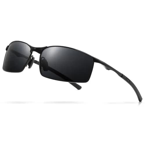 SUNGAIT Polarized Sunglasses Men Rectangular Metal Frame with Spring Hinge | UV Protection & Lightweight thumbnail 1