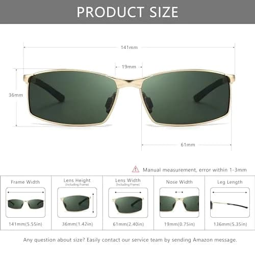 SUNGAIT SGT559-JKML Rectangular Polarized Sunglasses Men Lightweight Metal Frame thumbnail 5
