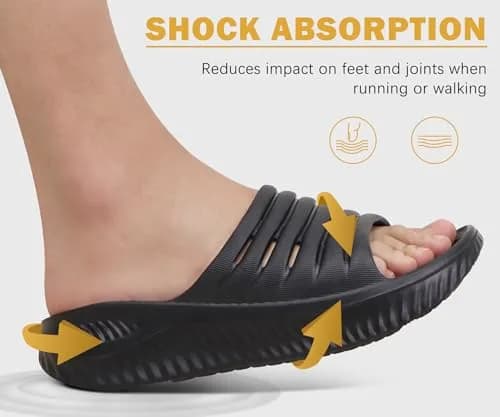 KuaiLu Recovery Sandals Women Comfortable Arch Support Slides Black Size 9 | Post-Workout Relief & Support thumbnail 5